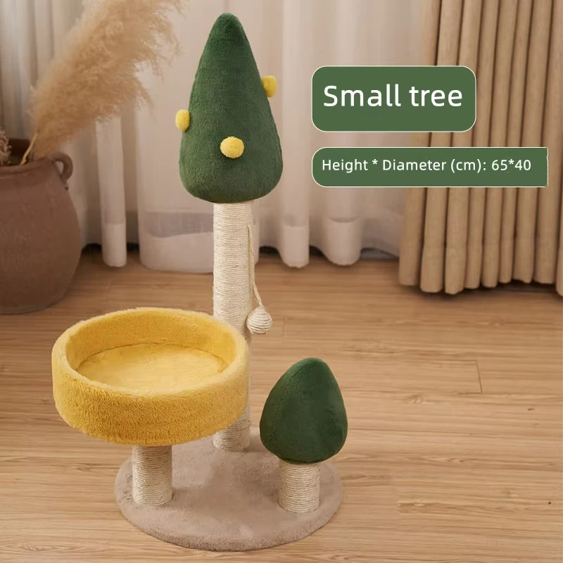 Wholesale Natural Sisal Cat Climbing Pole Flower Style Cute Cat Tree Pet Furniture poste sisal wooden Cat Tree -8 1
