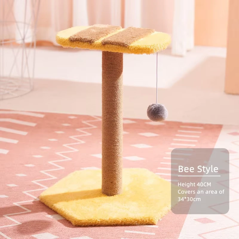 Natural Sisal Cat Climbing Pole Wholesale Flower Style Cute Cat Tree Pet Furniture poste sisal wooden Cat Tree -3 1