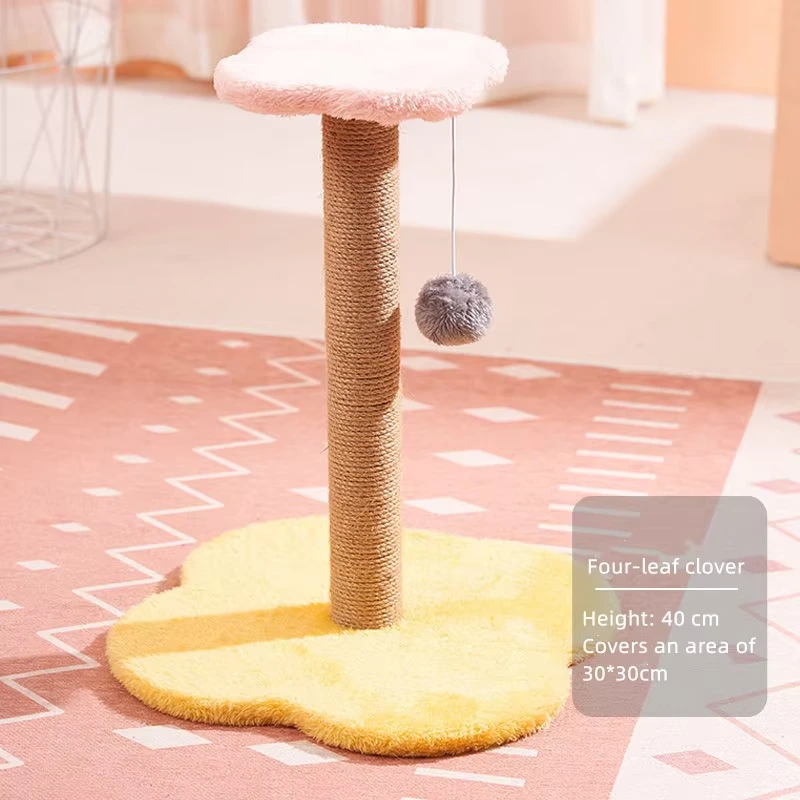 Natural Sisal Cat Climbing Pole Wholesale Flower Style Cute Cat Tree Pet Furniture poste sisal wooden Cat Tree -4 1