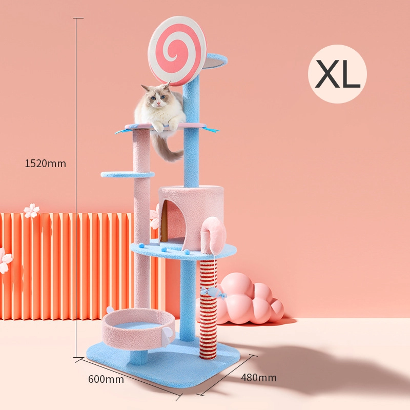 luxe Bestseller Groothandel Kat klimrek Sisal Hennep Materiaal Krabpaal Kattenspeelgoed voor plezier roze lollystijl -xl 1