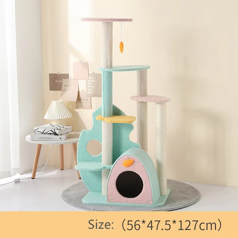 wholesale MangoLeaf Cat Tree Tower Unique Large Cat Bed Condo Cat Basket Bed cat toy -m 1
