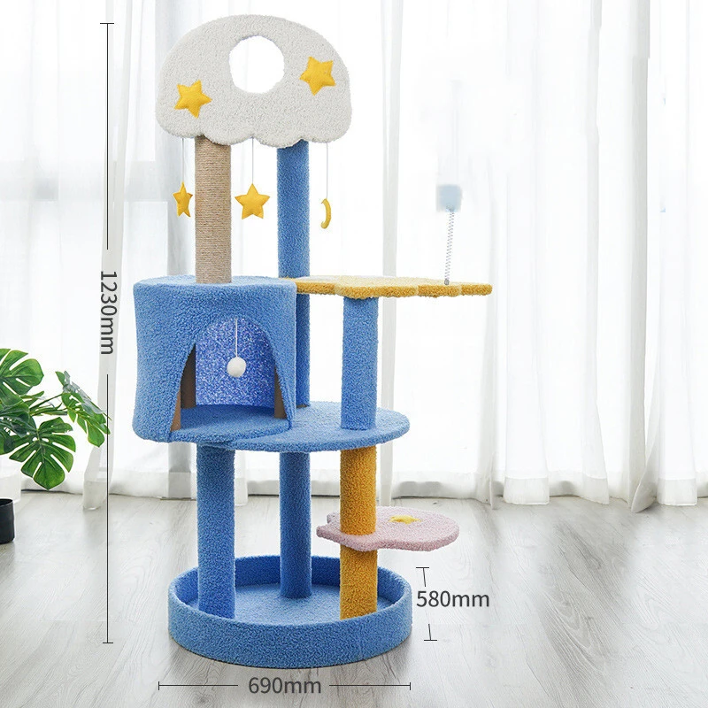 wholesale Cat Tree House Pet Toy Pet Small Condo Furniture Scratching Post Cat Tree Tower blue 1