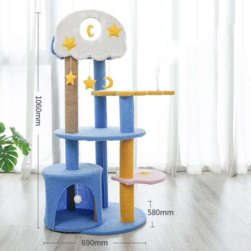 wholesale Cat Tree House Pet Toy Pet Small Condo Furniture Scratching Post Cat Tree Tower blue2 1