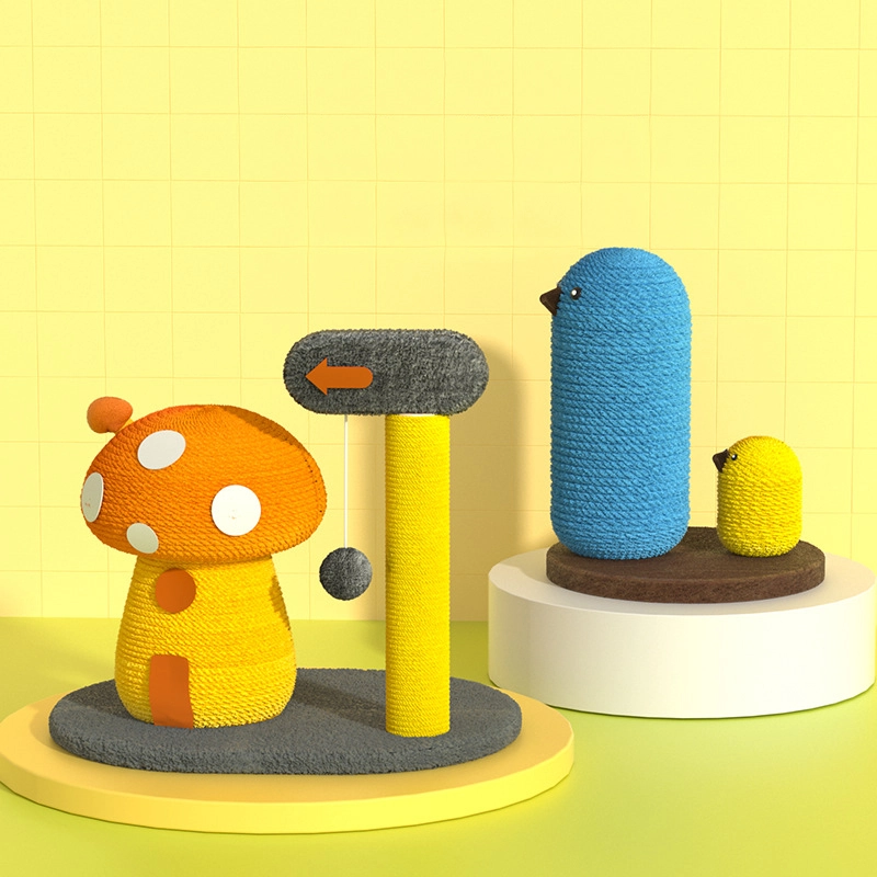 wholesale Diseño único Productos para mascotas Lujo Multifuncional Forma de seta Torre de madera Scratch Post Cat Tree 1