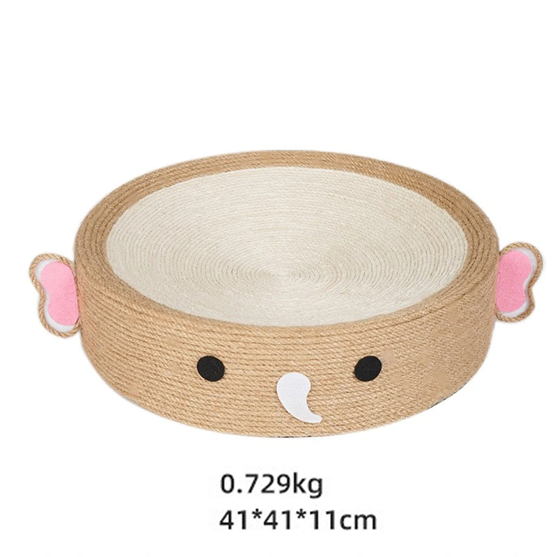 New design OEM ODM wholesale customized logo animal style SISAL round Cat scratchers toy bed- elephant style 1