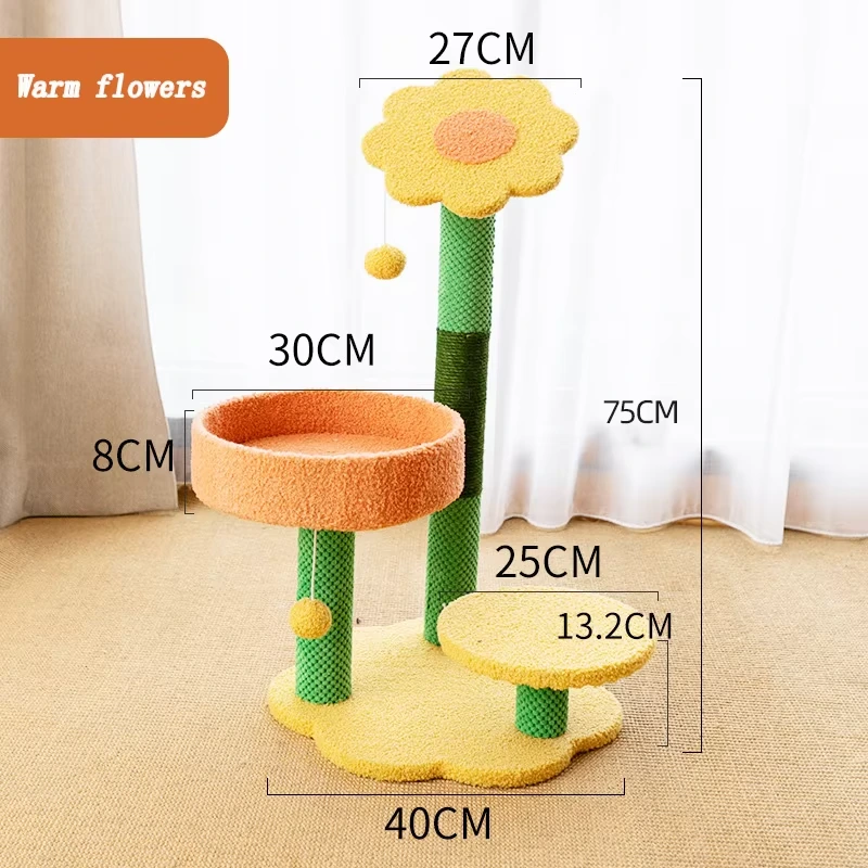 wholesale New flower wall scratch bed scratching post Pet Cat tree for large cats house scratcher tower 1