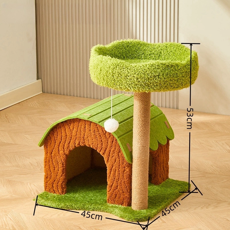 wholesale Bestseller Forest Style Cat Tree House Brown and Green Three Sizes with Cute Scratchers Pine Toys Crawl Sleep Jungle Cat Tree-3 1