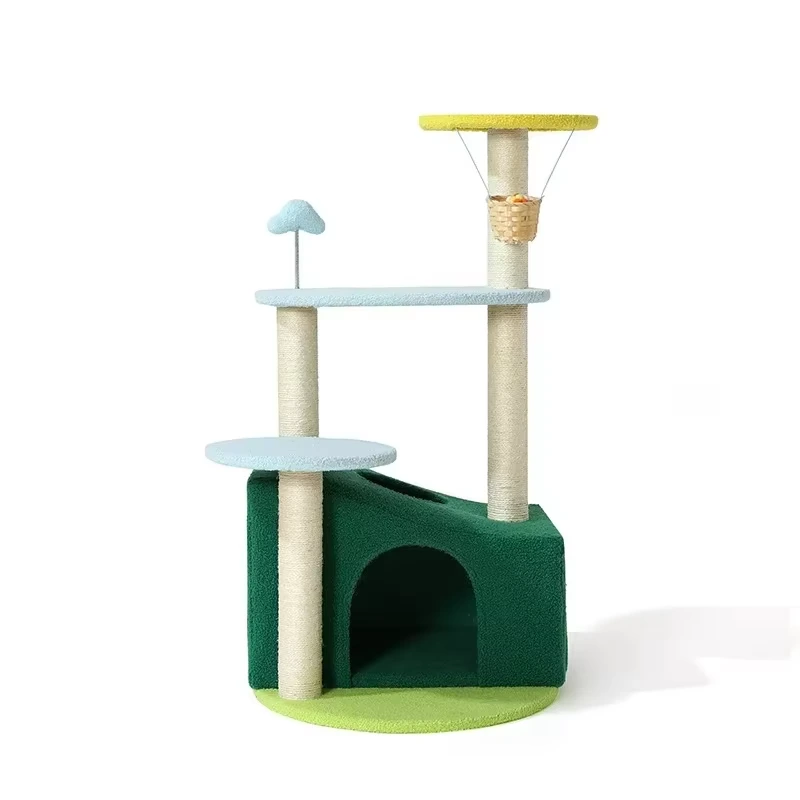 wholesale Cat Scratching Post Climbing Frame Tree House Modern Luxury Tower Scratching Post Cat Trees & Scratcher Wood Cat Trees-3 1