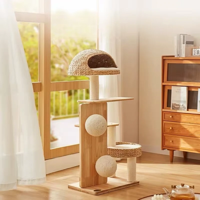 wholesale Torre para gatos directa de fábrica Árbol para gatos de gran tamaño Marco de escalada para gatos de sisal de madera Casa para mascotas de lujo moderna 1 1
