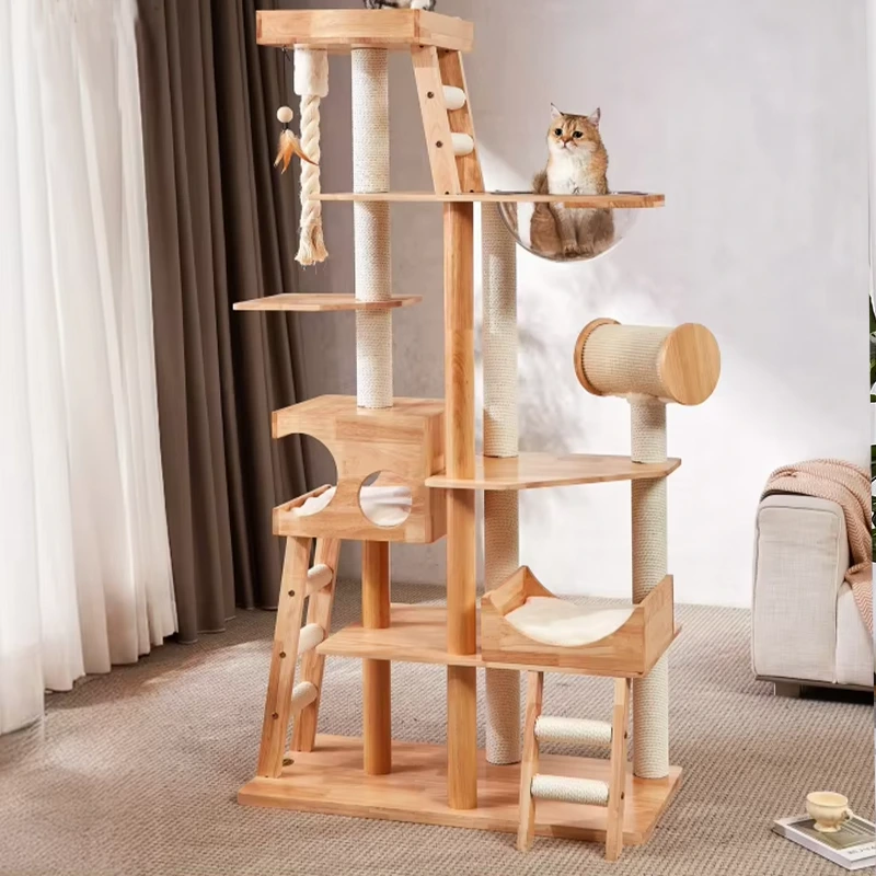 wholesale Factory direct cat tower large Size cat tree Wooden Sisal cat climbing frame Modern Luxury pet house 8 1