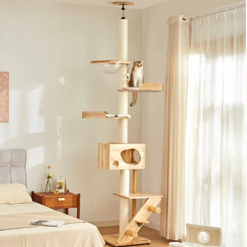 wholesale Factory direct cat tower large Size cat tree Wooden Sisal cat climbing frame Modern Luxury pet house-11 1