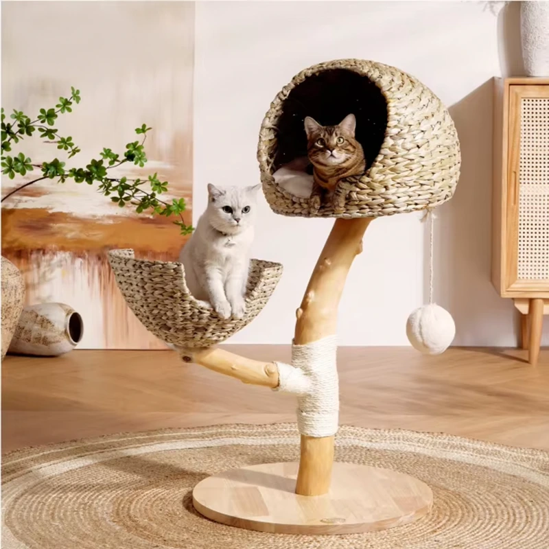 wholesale Factory direct cat tower large Size cat tree Wooden Sisal cat climbing frame Modern Luxury pet house-9 1