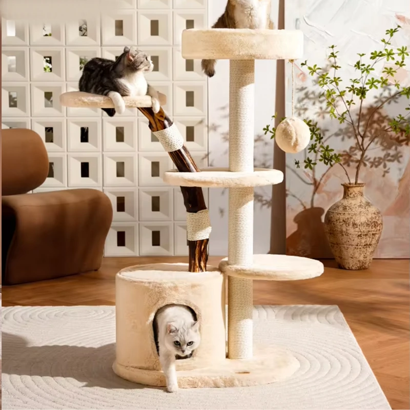 wholesale Factory direct cat tower large Size cat tree Wooden Sisal cat climbing frame Modern Luxury pet house-12 1