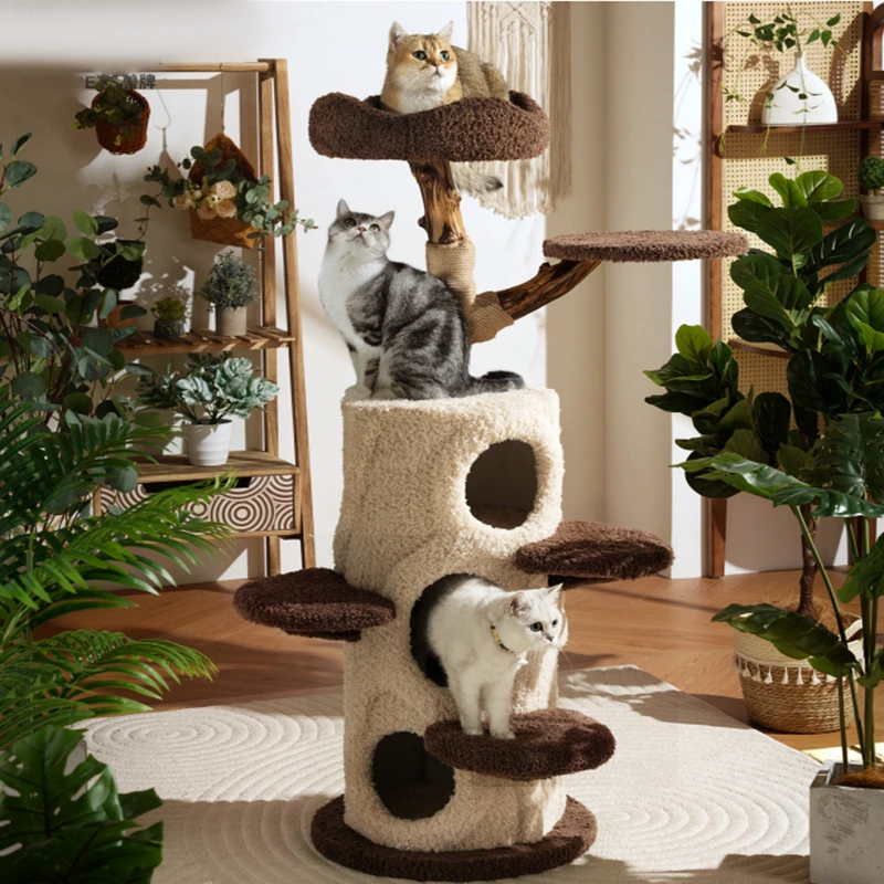 wholesale Factory direct cat tower large Size cat tree Wooden Sisal cat climbing frame Modern Luxury pet house-10 1