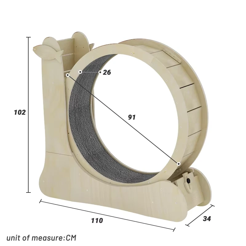wholesale Marco de escalada para gatos de madera personalizado Cinta de correr silenciosa Juguete para gatos Aliviar el aburrimiento Rueda deportiva interactiva para gatos Juguete para ejercicios Suministros para mascotas-beige 1