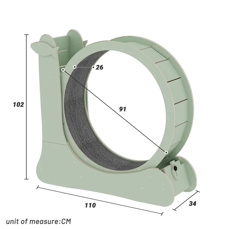 wholesale Marco de escalada para gatos de madera personalizado Cinta de correr silenciosa Juguete para gatos Aliviar el aburrimiento Rueda deportiva interactiva para gatos Juguete para ejercicios Suministros para mascotas-verde 1