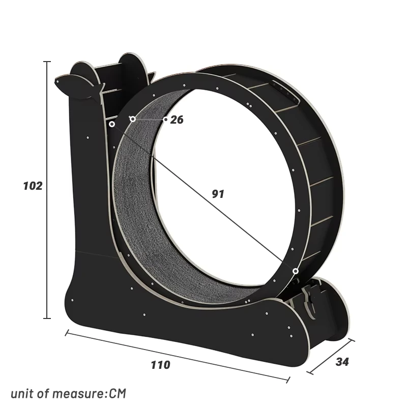 wholesale Marco de escalada para gatos de madera personalizado Cinta de correr silenciosa Juguete para gatos Aliviar el aburrimiento Rueda deportiva interactiva para gatos Juguete para ejercicios Suministros para mascotas-negro 1