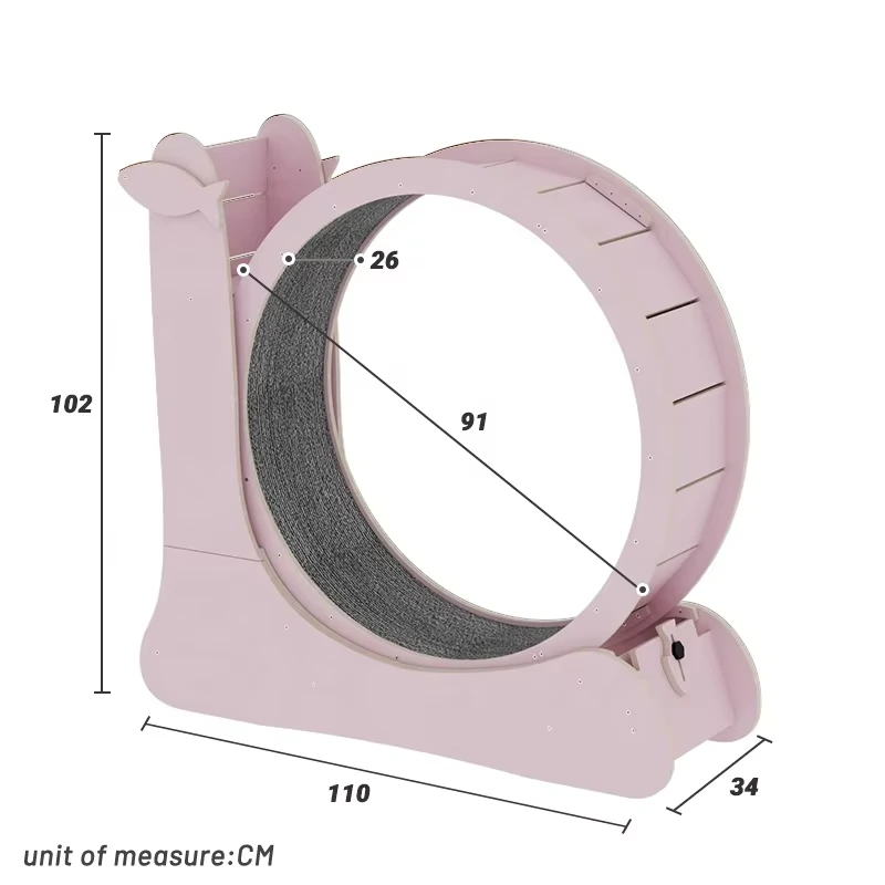 wholesale Marco de escalada para gatos de madera personalizado Cinta de correr silenciosa Juguete para gatos Aliviar el aburrimiento Rueda deportiva interactiva para gatos Juguete para ejercicios Suministros para mascotas-rosa 1