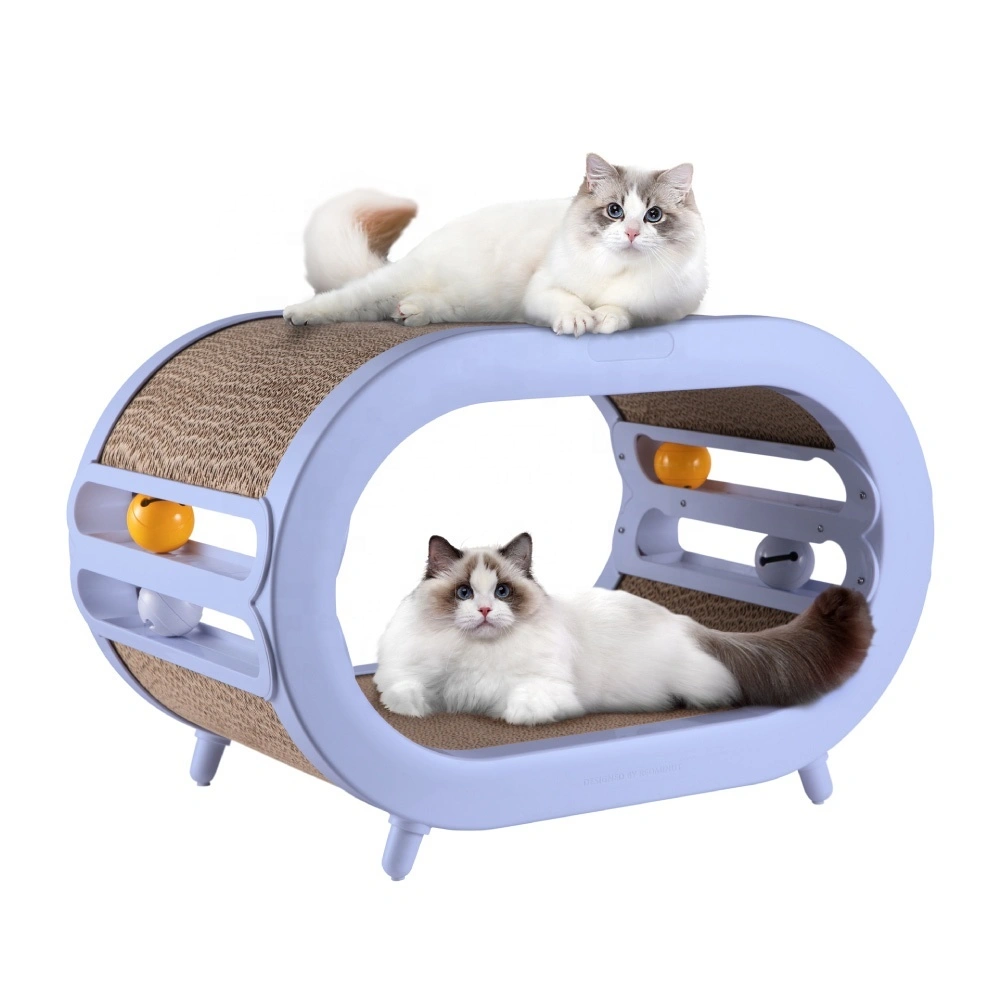 Precio de fábrica, muebles lujosos para gatos, casa de cartón corrugado, juguetes para mascotas, caja rascadora para gatos ABS, tablero rascador para gatos-púrpura 1