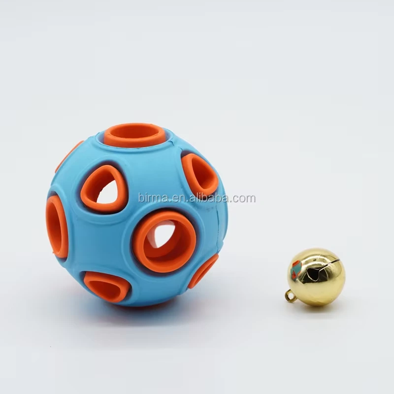 wholesale Juguete de pelota de perro de goma sostenible y ecológico Juguete interactivo para mascotas brillante y chirriante & Juguete de movimiento azul 1