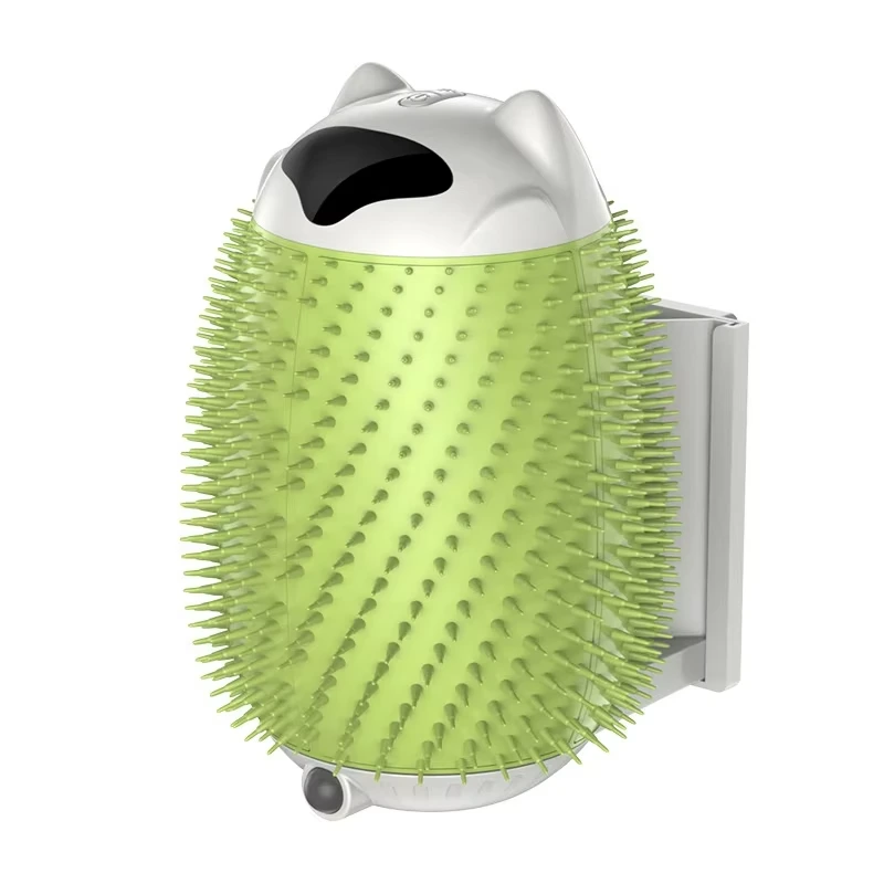 wholesale Cepillo de eliminación de vello de menta para gato automático inteligente para mascotas Cepillo de aseo para mensajes eléctricos de gato de pared inteligente verde 1