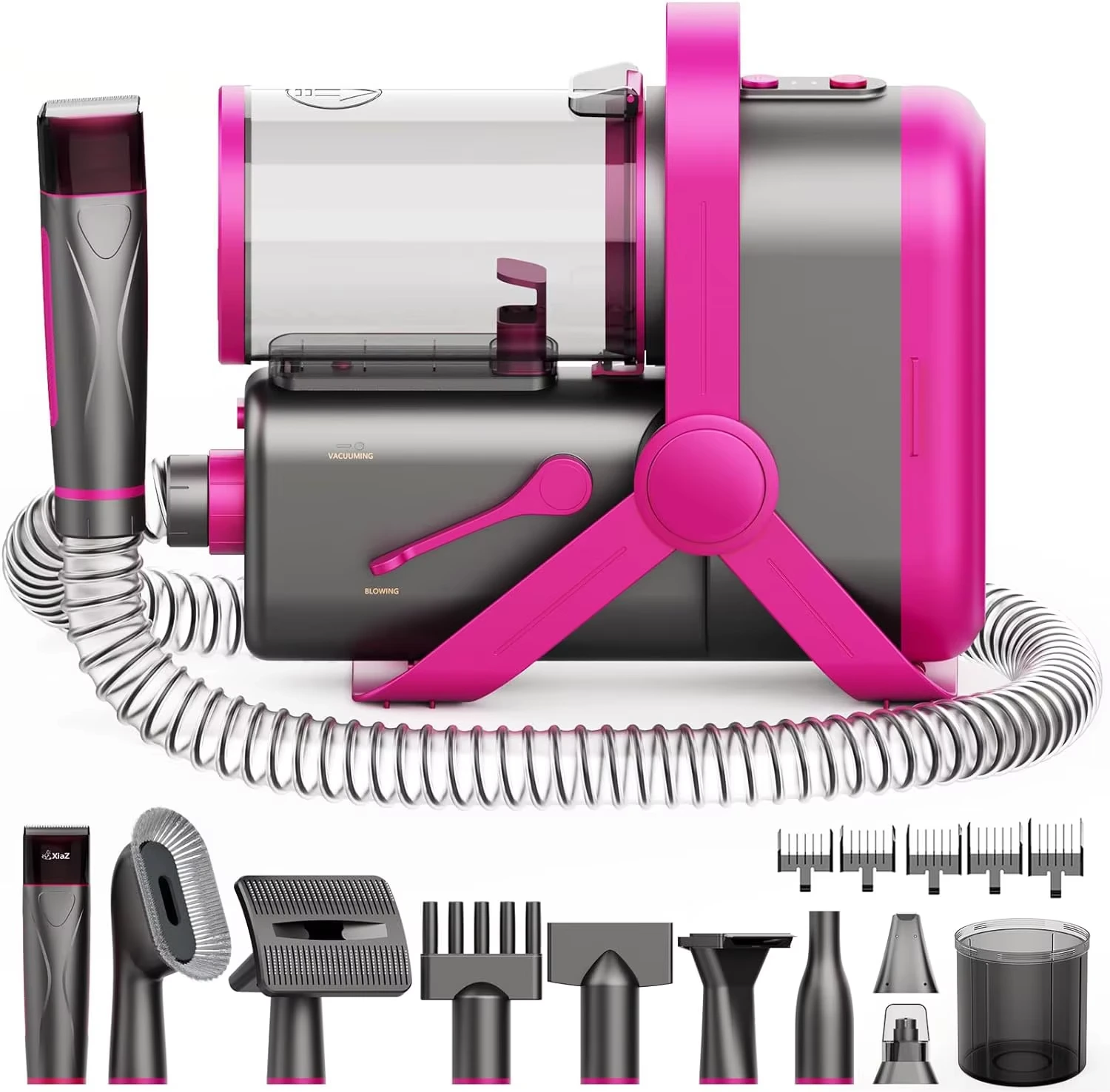 wholesale Inteligente 3 en uno Aspirador eléctrico de alta potencia para el cuidado de mascotas Soplador de pelo para mascotas Clipper Molinillo de uñas para perros y gatos-rosa 1