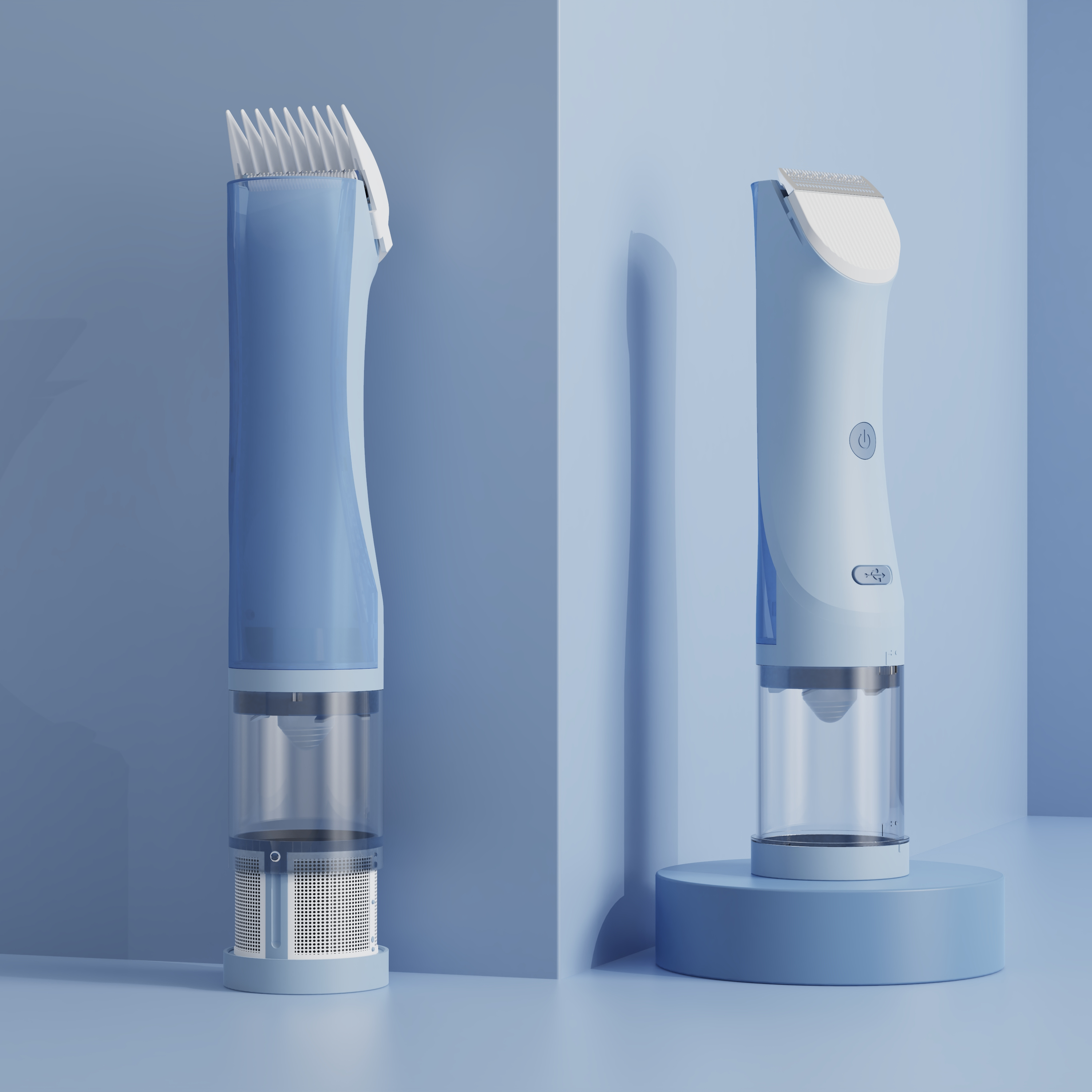 Cortadora de pelo eléctrica inalámbrica para mascotas, cortadora de pelo al vacío, resistente al agua, superpotencia, color azul, venta al por mayor 1