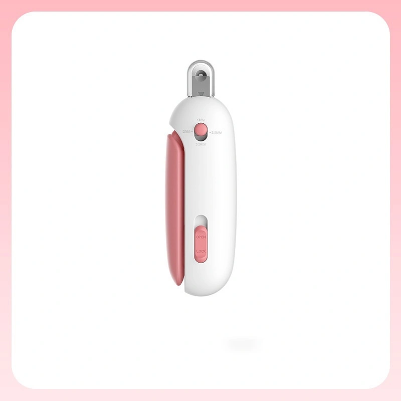 wholesale Aseo para mascotas Juego de cortaúñas con luz LED antisangre Estilo pequeño Molinillo de uñas de belleza para perros y gatos con tijeras Traje rosa 1
