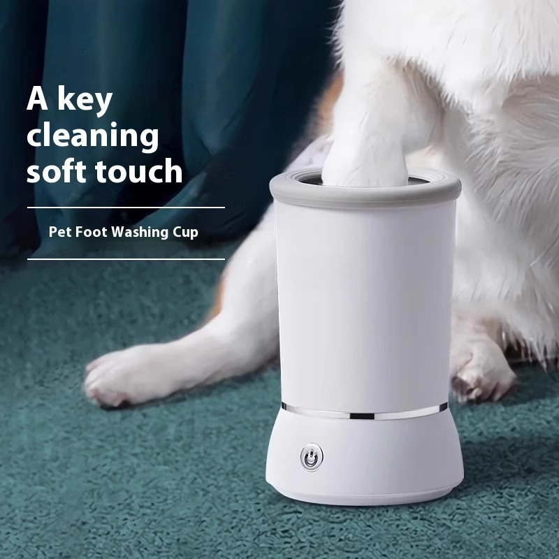 wholesale Nuevo limpiador automático de patas ecológico con lavadora de pies eléctrica USB Diseño de plástico para mascotas, blanco 1