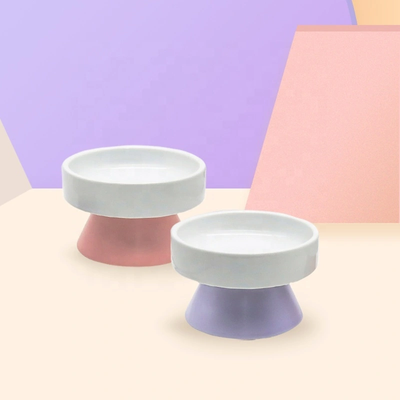 wholesale Elevated Ceramic pet food bowl dog raised feeder cat bowl 1