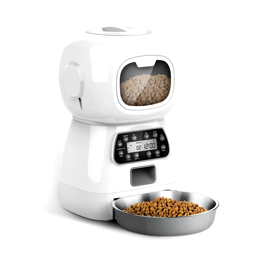 wholesale 3.5L Multifuncional 4 comidas Temporizada Reproducción de voz automática Smart Pet Bowl Robot Cat & Dispensador de comida para perros con aplicación WiFi blanco 1