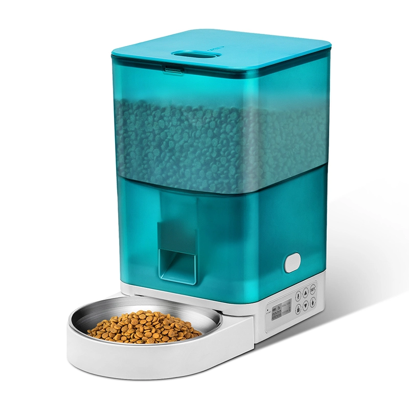 wholesale Nuevo diseño inteligente de acero inoxidable comederos para mascotas alimentador extraíble 5.6L Wifi Tuya alimentador automático de alimentos para mascotas verde 1
