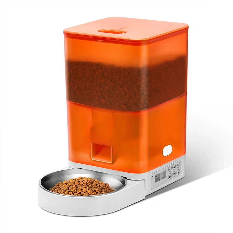 groothandel Nieuw ontwerp Smart roestvrijstalen voerbakken Feeders Verwijderbare 5.6L Wifi Tuya Automatische huisdiervoerfeeder oranje 1