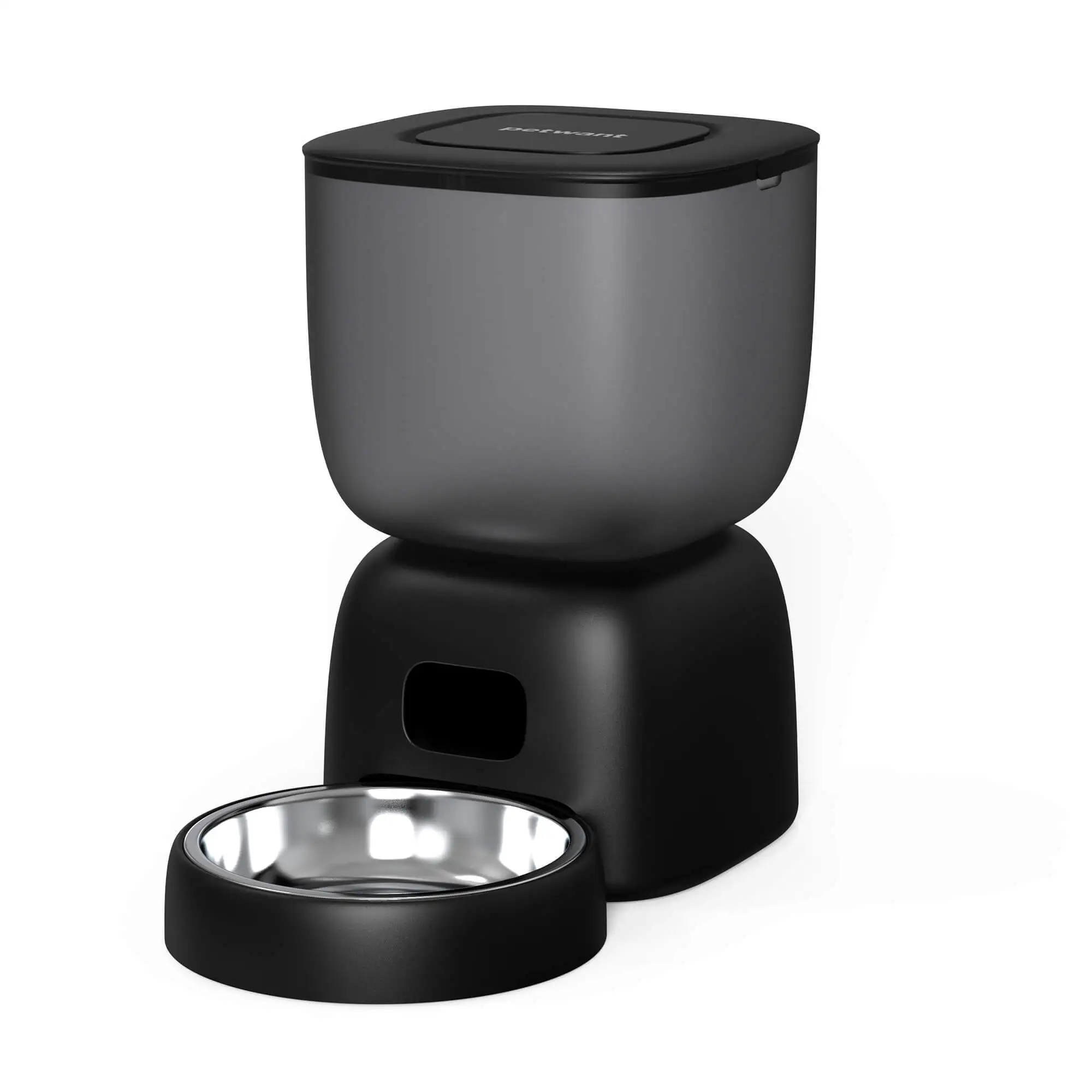Venta al por mayor Dispensador de comida para gatos temporizado 3L Recipiente de acero inoxidable Salida de comida Diseño sellado Alimentador automático para gatos-negro 1