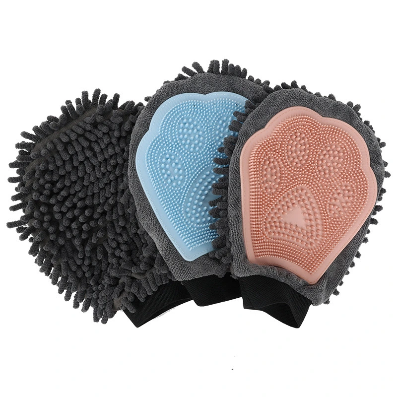 wholesale price double side pet hair remove bathing brush glove for dog cat 1