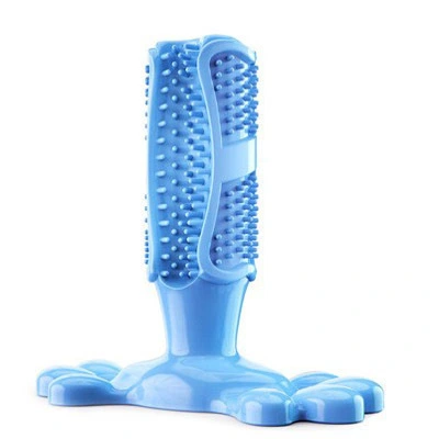 wholesale TPR Pet Toys Pet Teeth Cleaning Brushing Oral Dental Care Dog Toothbrush Molar Chew Toy pet tooth brush-blue5 1