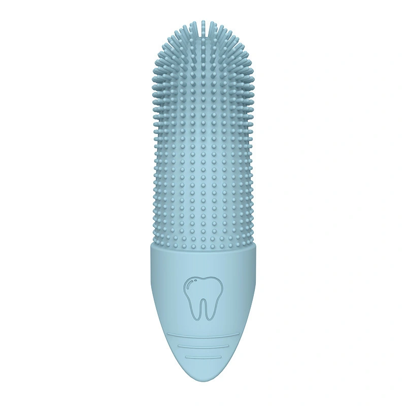 wholesale Cepillo de dientes de silicona para dedos de perros Cepillo de dientes para mascotas de 360 ​​​​grados para limpieza de dientes de perros domésticos-azul 1
