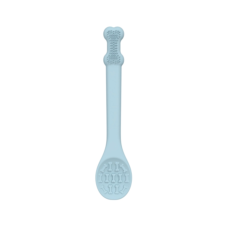 wholesale Pet Toothbrush New Design Soft Silicone Pet Dog Finger Toothbrush Pet Toothbrush with Slow Food Spoon--blue-size s 1