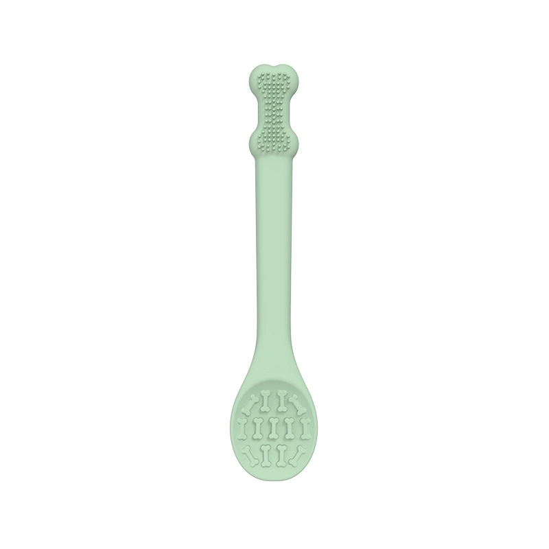 wholesale Pet Toothbrush New Design Soft Silicone Pet Dog Finger Toothbrush Pet Toothbrush with Slow Food Spoon--green-size s 1