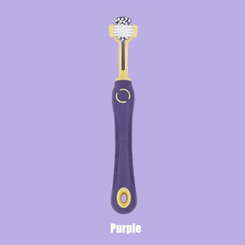 Factory Wholesale Custom Logo Pvc Box Packaging Three Sided Cat Dental Care Dog Pet Toothbrush-purple 1