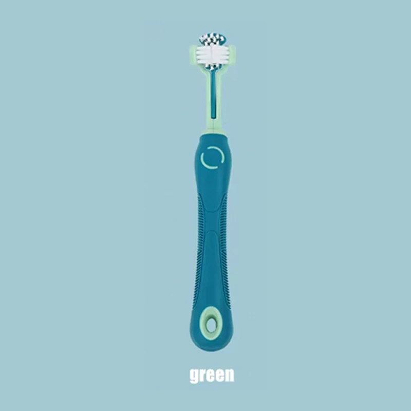 Factory Wholesale Custom Logo Pvc Box Packaging Three Sided Cat Dental Care Dog Pet Toothbrush-green 1