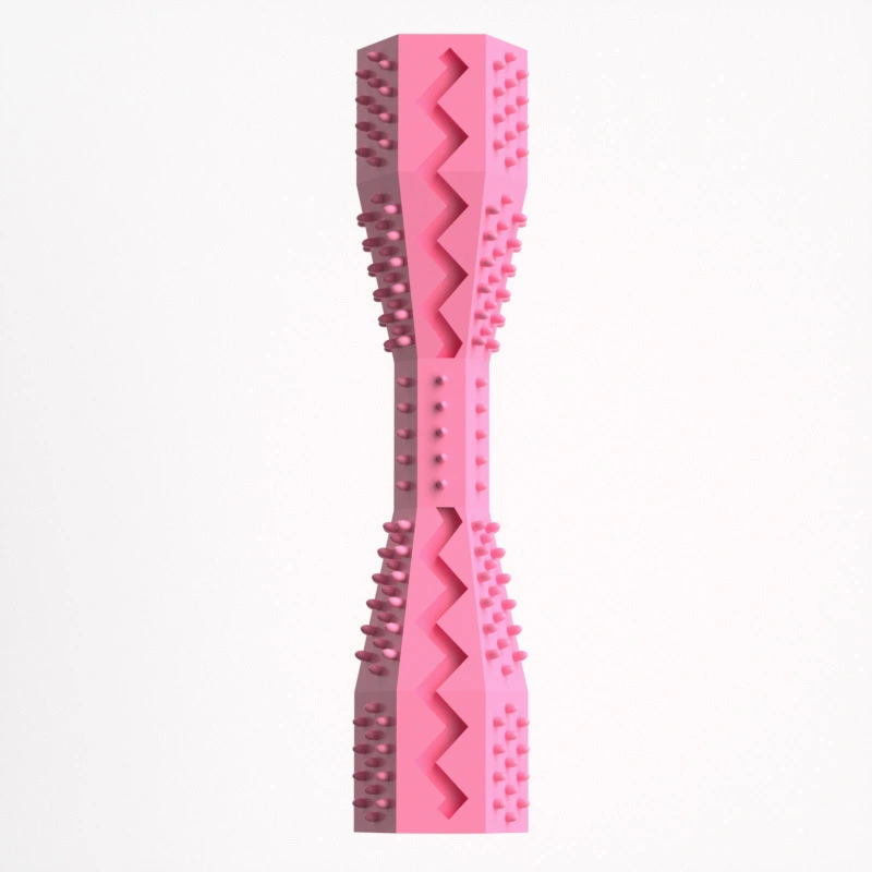 wholesale High Quality New Dog Chew Leaky Toy TPR Puppy Toothbrush Grinding Teeth Cleaning Stick-pink2 1