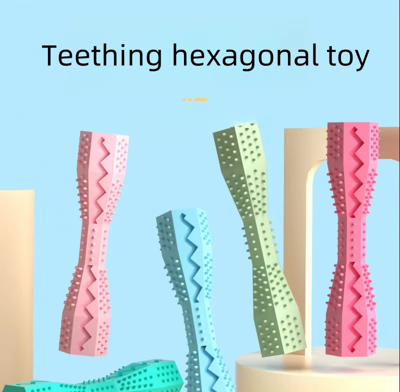 wholesale Nuevo perro de alta calidad masticar juguete con fugas TPR cachorro cepillo de dientes rechinar los dientes palo de limpieza 1