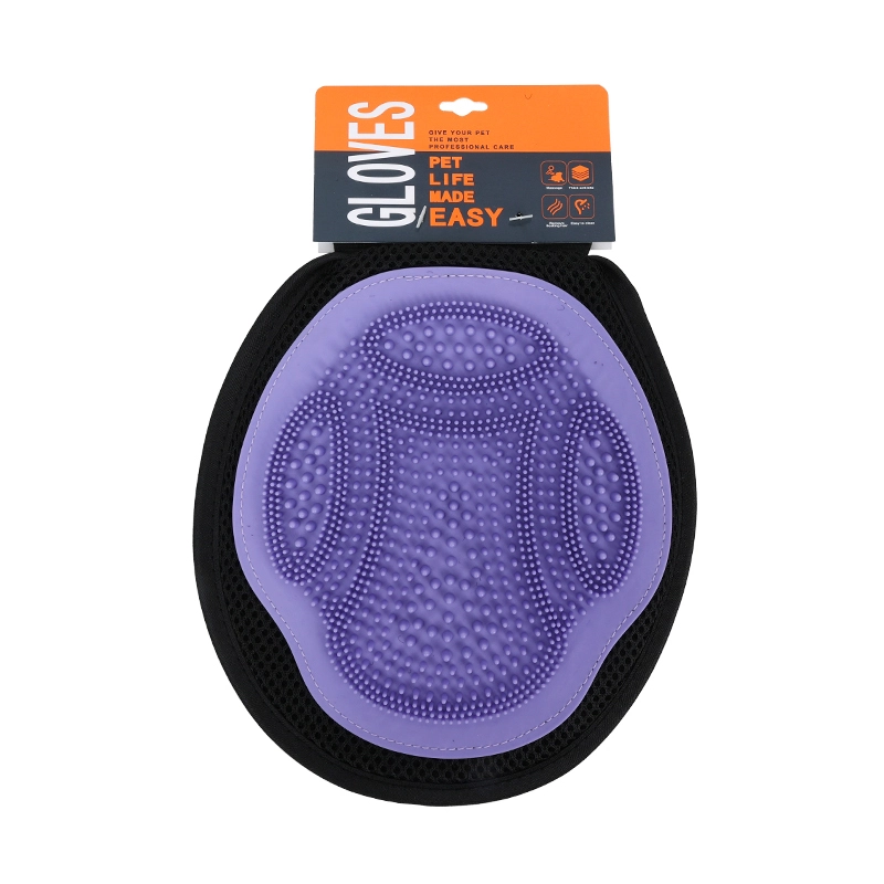 wholesale  green pet Hair Remover Glove Dog Pet Grooming Gloves brush for cat and dog-purple 1