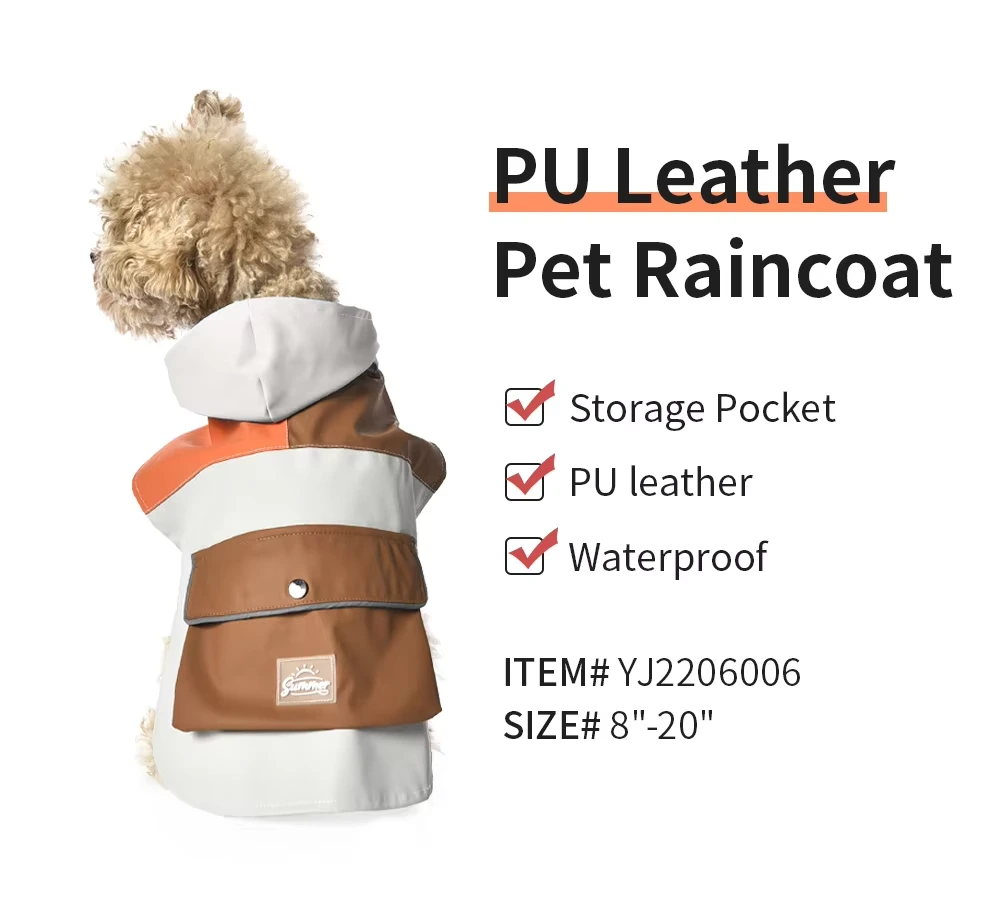wholesale PU Leather Pet Raincoat Jacket Hot Sale Waterproof Modern Solid Summer Dog Clothes 1