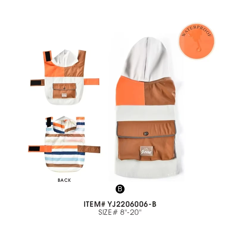groothandel PU lederen huisdier regenjas jas Hot Sale waterdichte moderne effen zomer hondenkleding -oranje 1