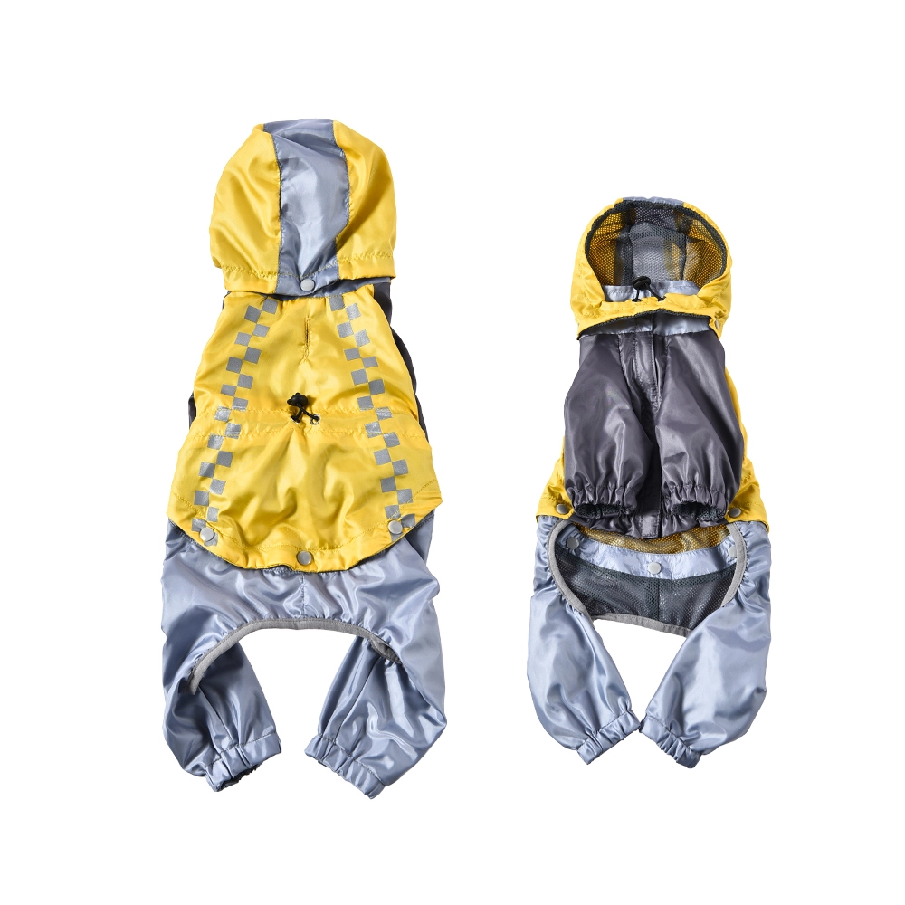 wholesale High Quality Nylon Mesh Classic Plaid Pet Rain Coat Jacket Rain Poncho Lightweight Dog Raincoat-yellow 1