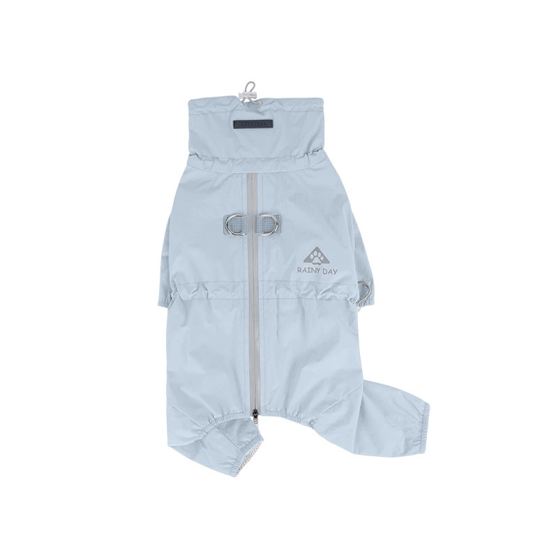 wholesale Outdoor Macaron Color Four-legged Dog Raincoat Pet Waterproof Jackets Dog Clothes With Traction Buckle-blue 1