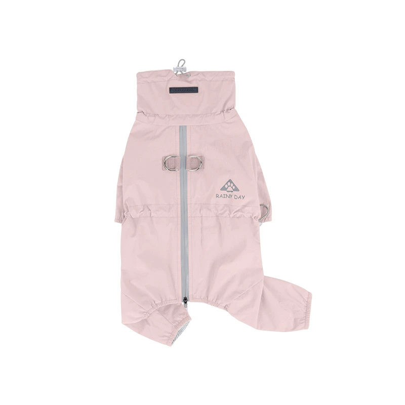 groothandel Outdoor Macaron Kleur Viervoetige Hond Regenjas Huisdier Waterdichte Jassen Hondenkleding Met Trekgesp-roze 1