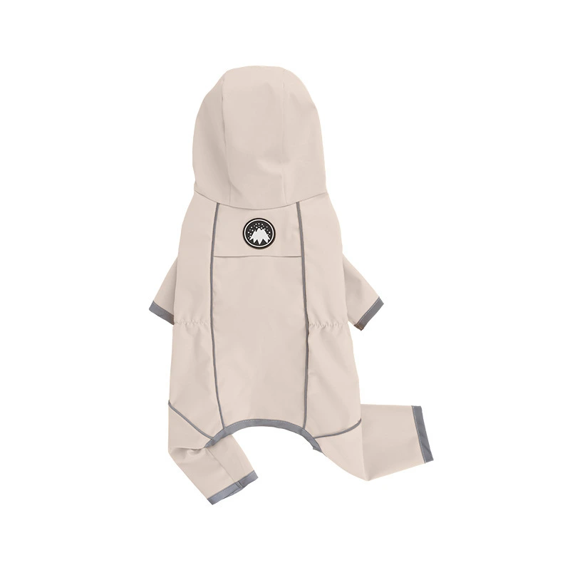wholesale High Quality Reflective Pet Raincoat Four-legged Solid Color Pet Clothes Dog Jackets-beige 1